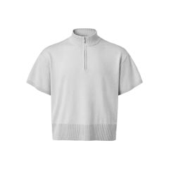 HALF-ZIP KNIT TEE / SMOKE
