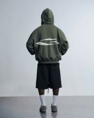 LOGO BOXY FULLZIP HOODIE/ MOSS