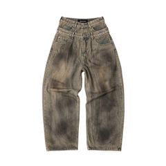 DOUBLE-WAISTED BAGGY JEANS / MOONROCK