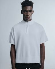 HALF-ZIP KNIT TEE / WHITE
