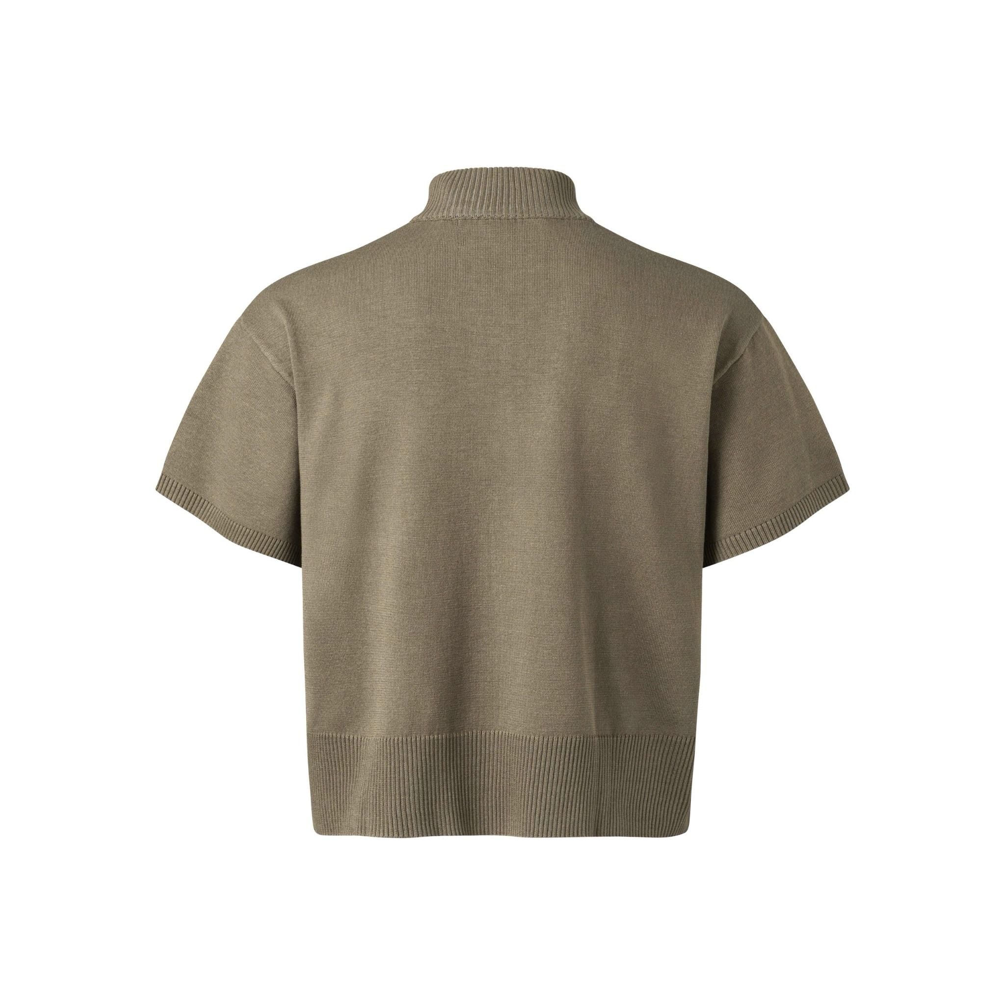 HALF-ZIP KNIT TEE / MUD
