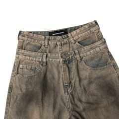 DOUBLE-WAISTED BAGGY JEANS / MOONROCK