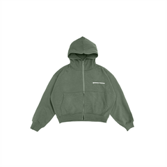 LOGO BOXY FULLZIP HOODIE/ MOSS