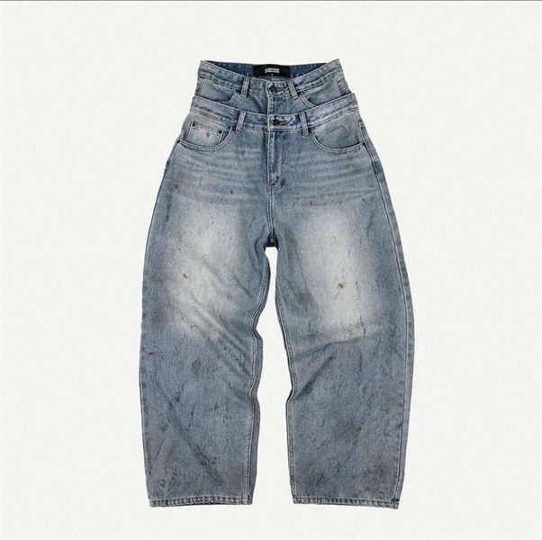 DOUBLE-WAISTED BAGGY JEANS / BLUEROCK
