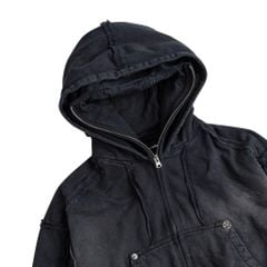 DOUBLE HOOD ZIP HOODIE / CHARCOAL