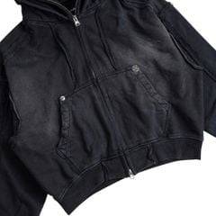 DOUBLE HOOD ZIP HOODIE / CHARCOAL