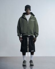 LOGO BOXY FULLZIP HOODIE/ MOSS