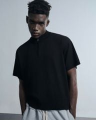 HALF-ZIP KNIT TEE / BLACK