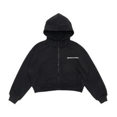 LOGO BOXY FULLZIP HOODIE / BLACK