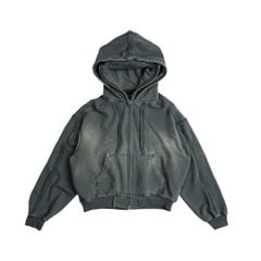 DOUBLE HOOD ZIP HOODIE / MOSS
