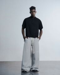 HALF-ZIP KNIT TEE / BLACK