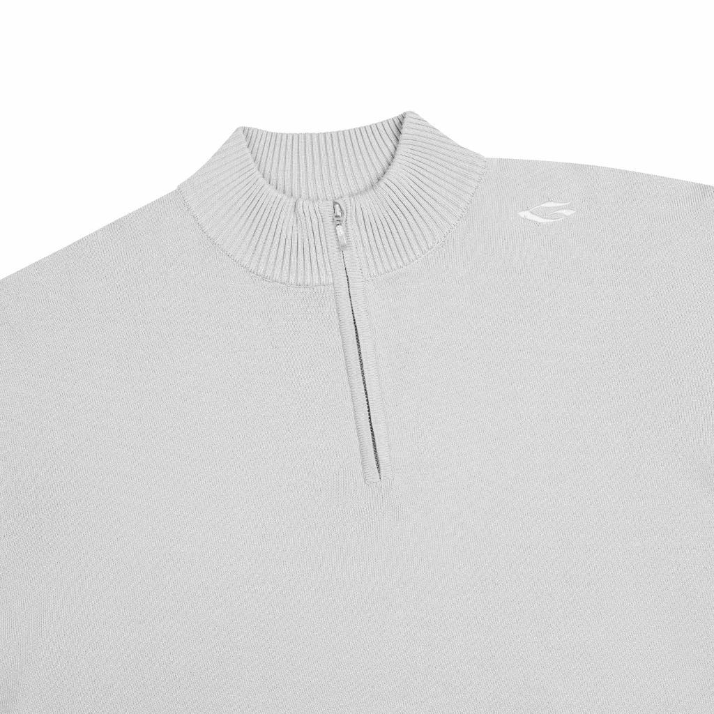 HALF-ZIP KNIT TEE / SMOKE