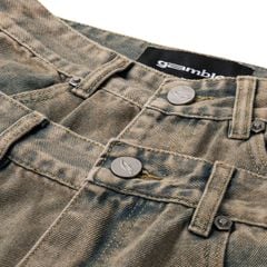 DOUBLE-WAISTED BAGGY JEANS / MOONROCK