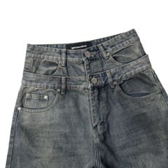 DOUBLE-WAISTED BAGGY JEANS / BLUEROCK