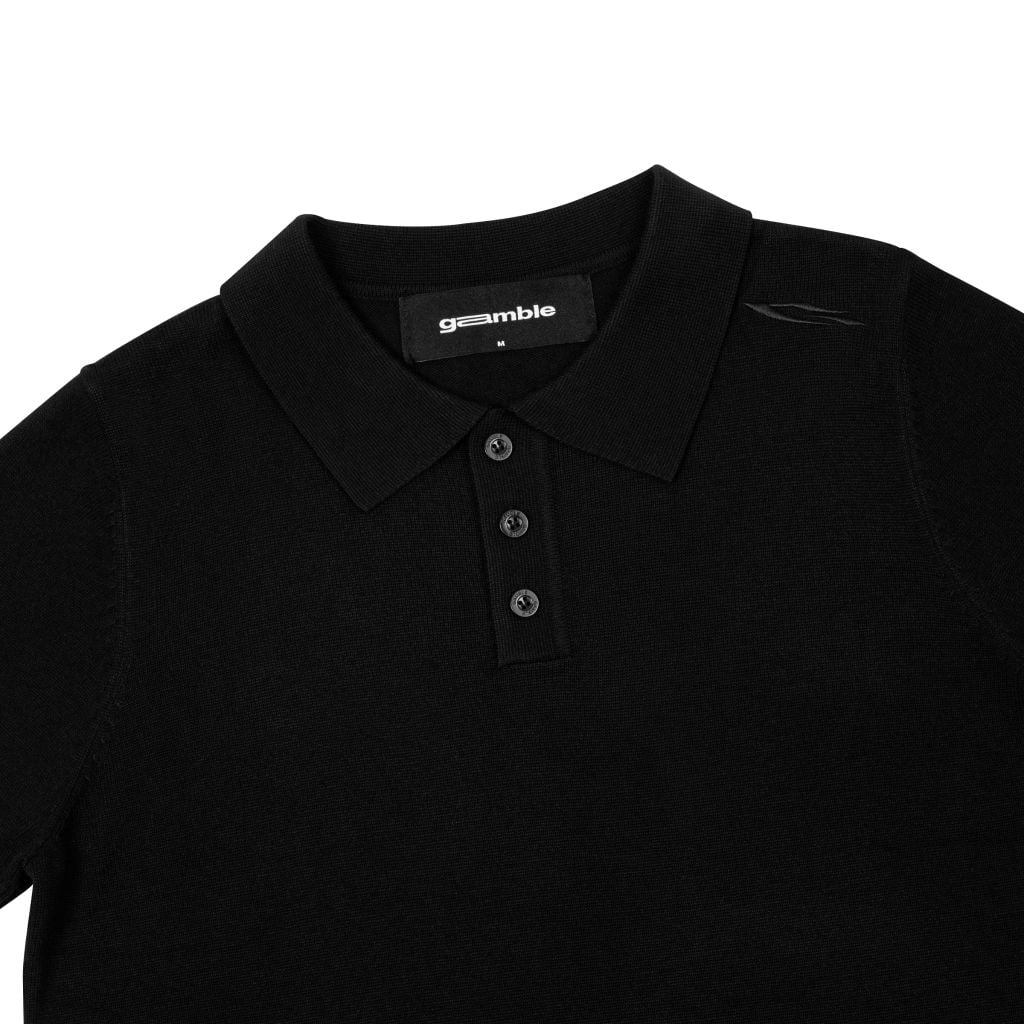 POLO KNIT TEE / BLACK