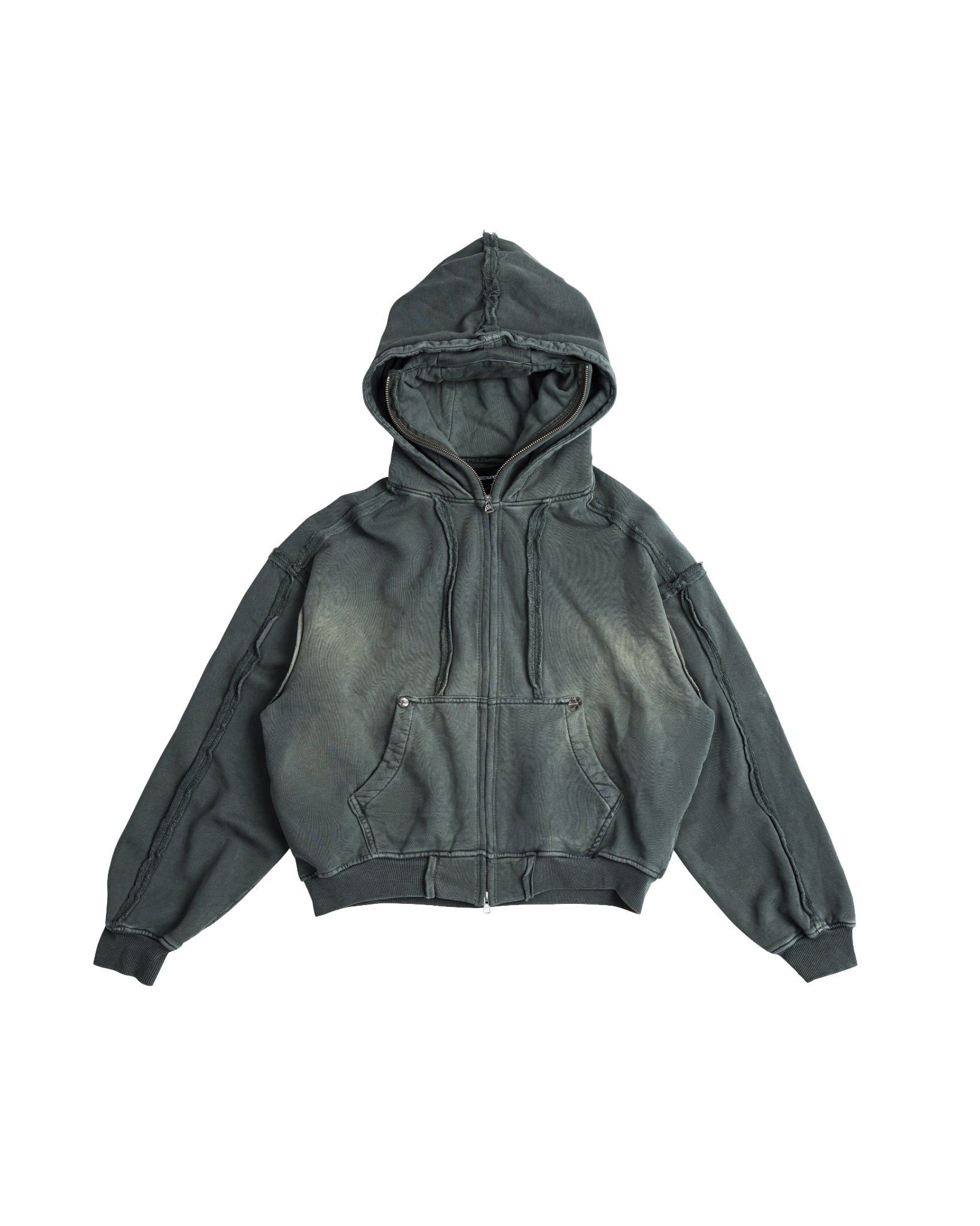 DOUBLE HOOD ZIP HOODIE / MOSS