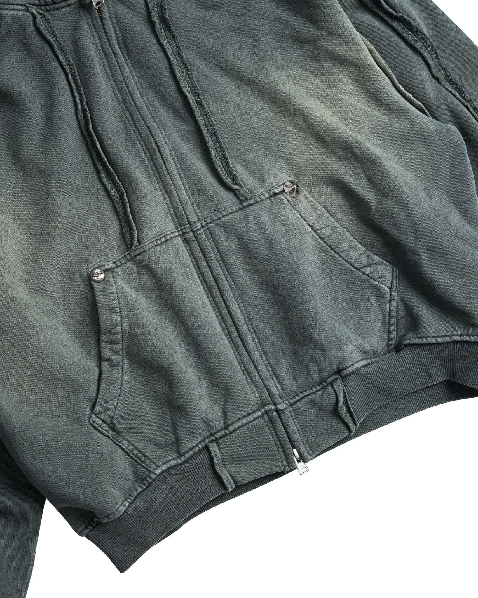 DOUBLE HOOD ZIP HOODIE / MOSS