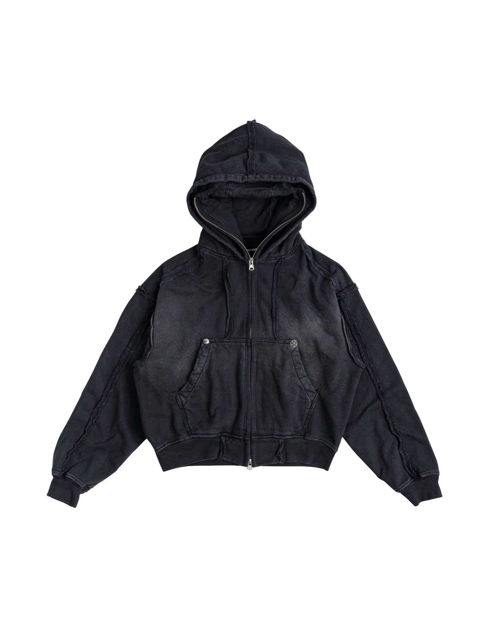 DOUBLE HOOD ZIP HOODIE / CHARCOAL