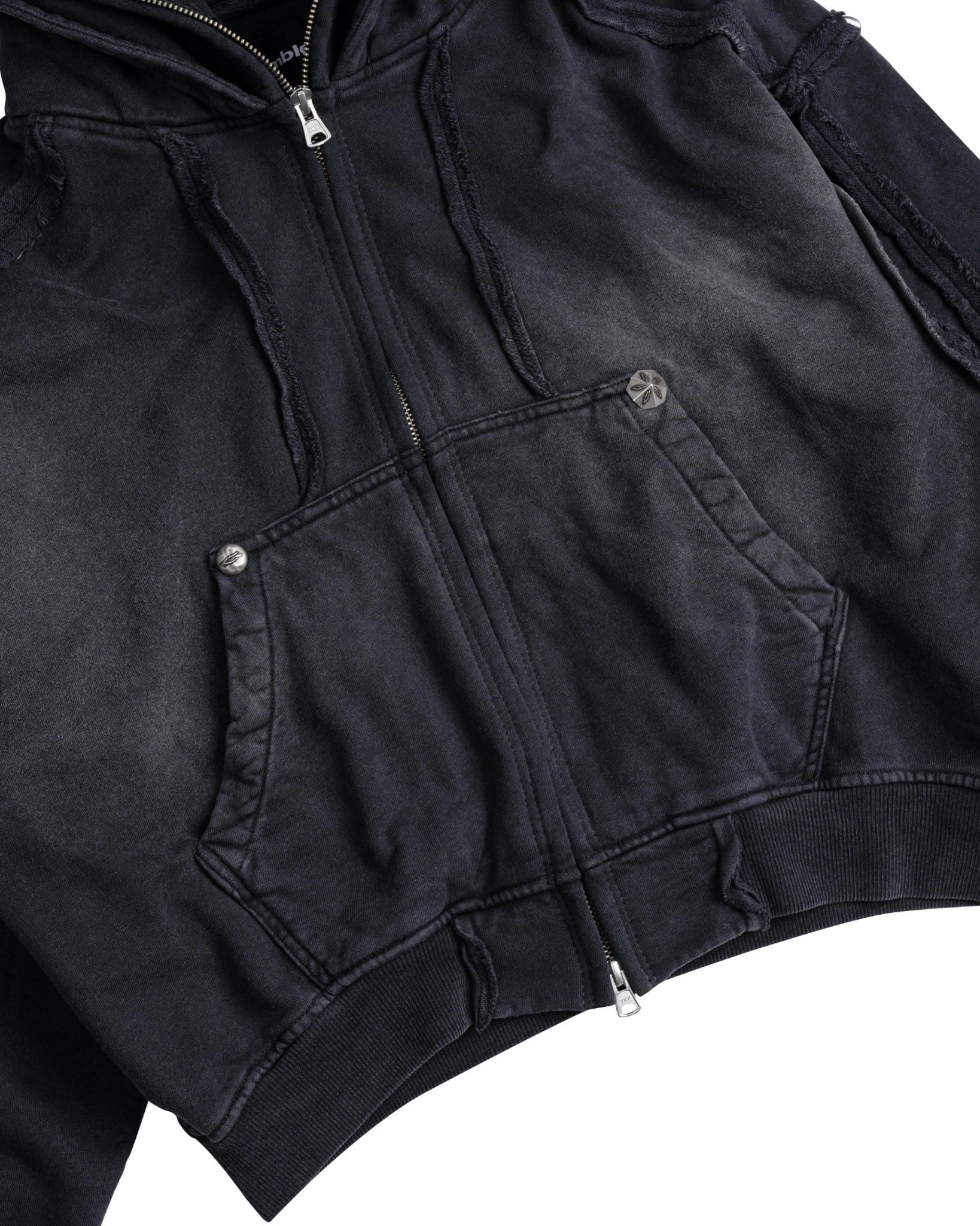 DOUBLE HOOD ZIP HOODIE / CHARCOAL