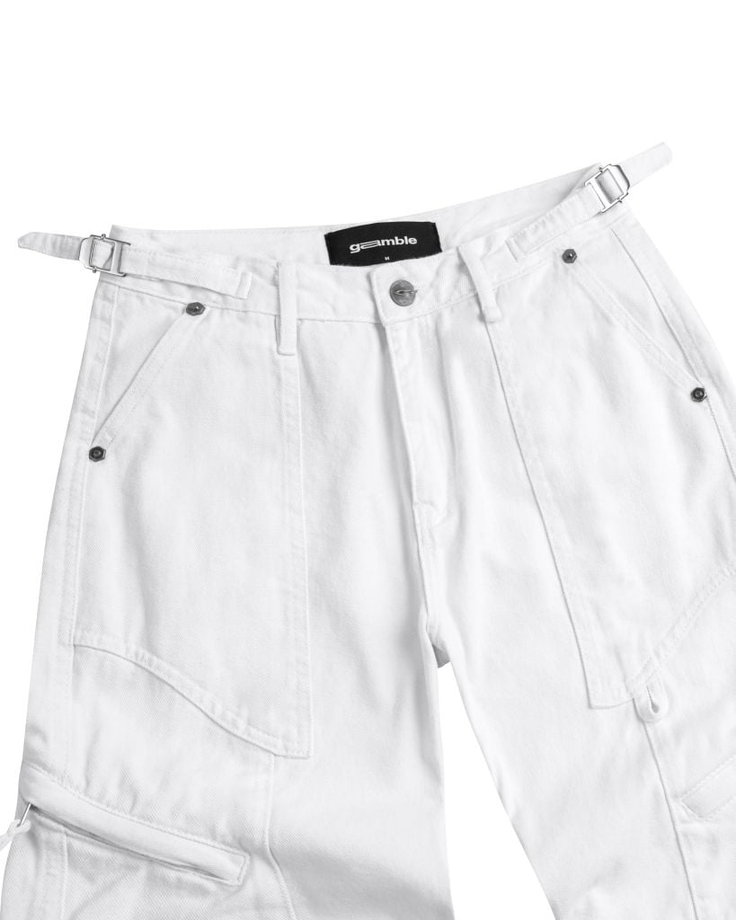 CARGO FLARED PANT / WHITE