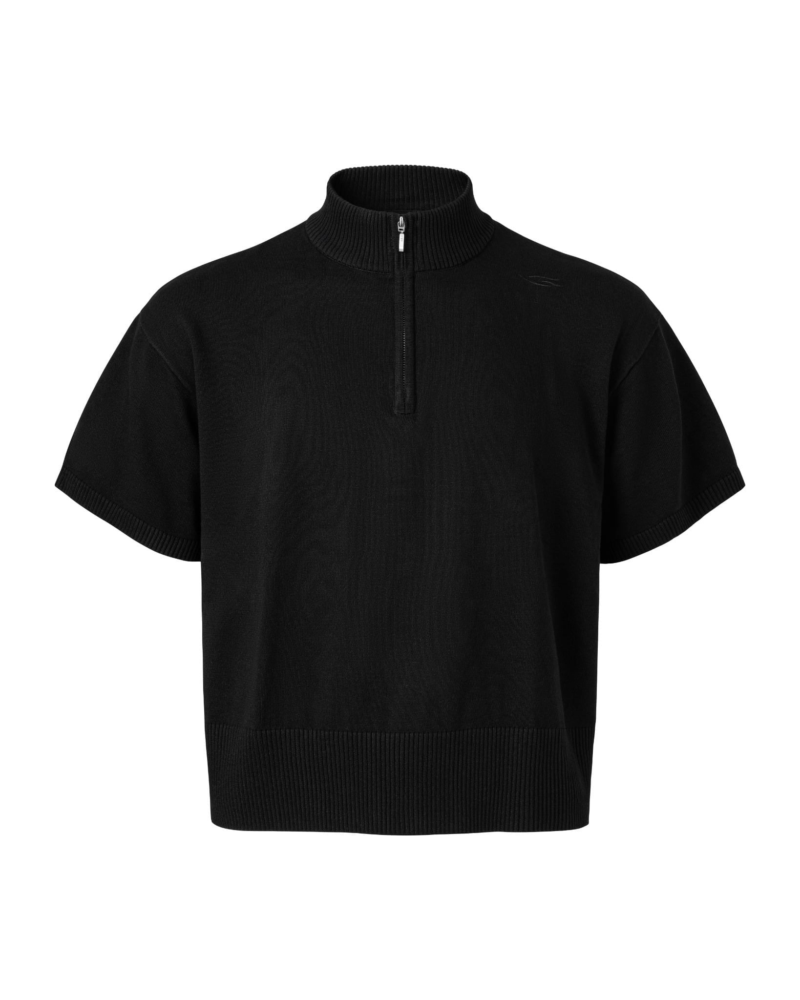 HALF-ZIP KNIT TEE / BLACK