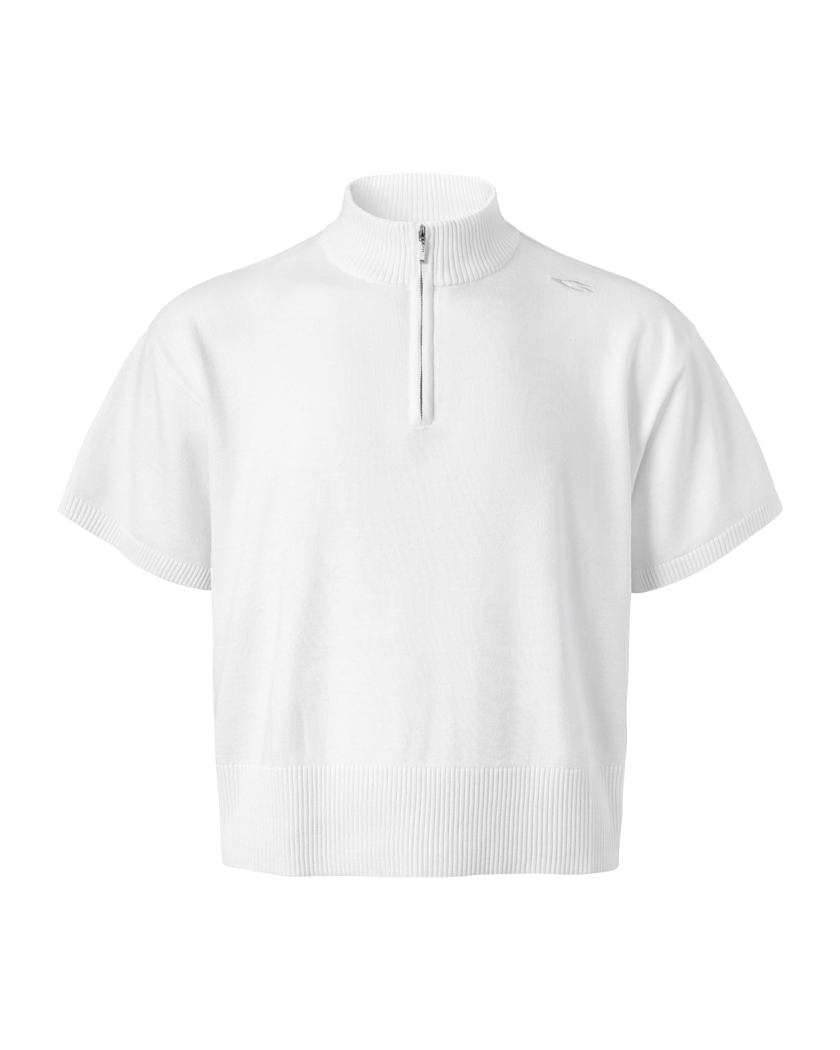 HALF-ZIP KNIT TEE / WHITE