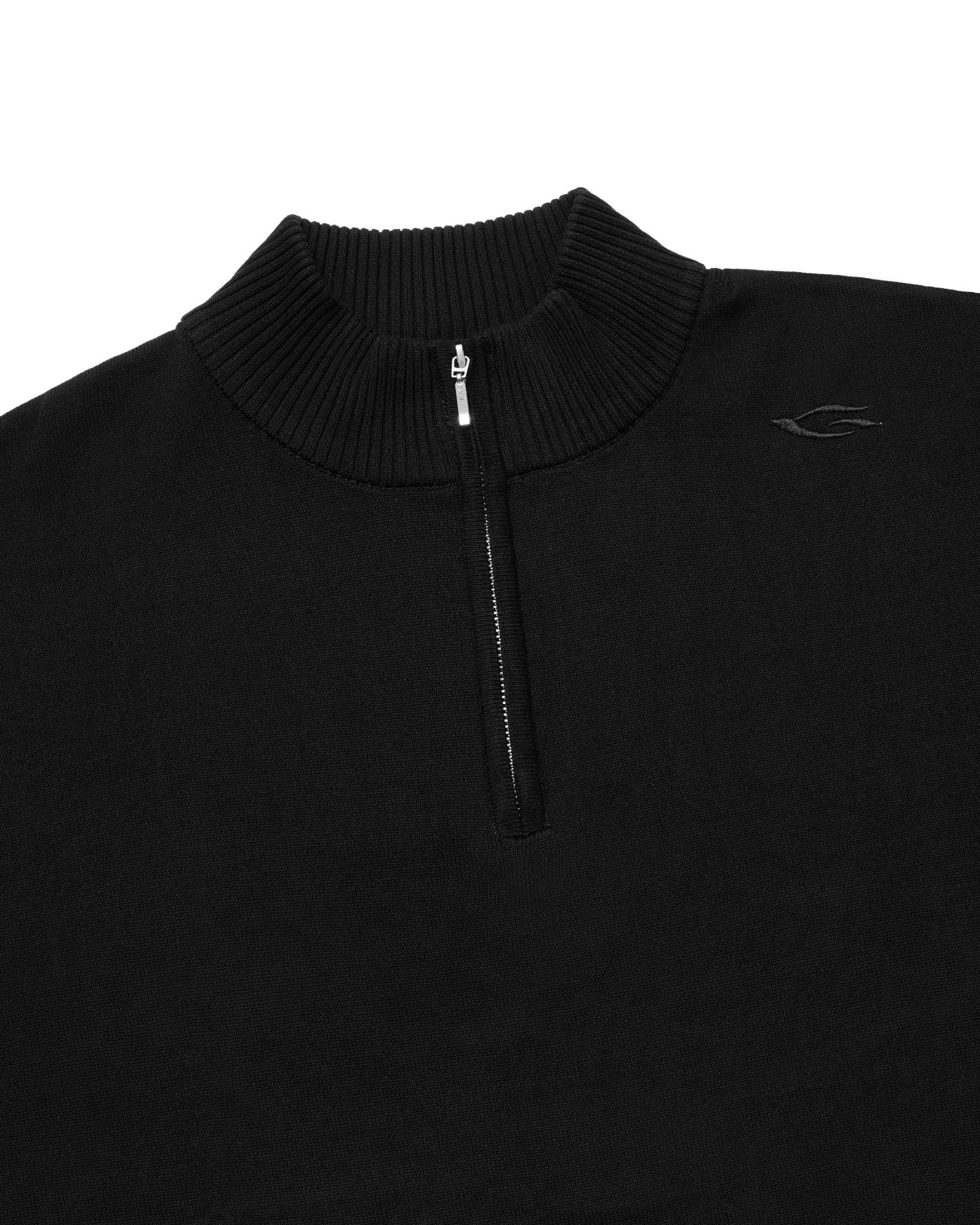 HALF-ZIP KNIT TEE / BLACK