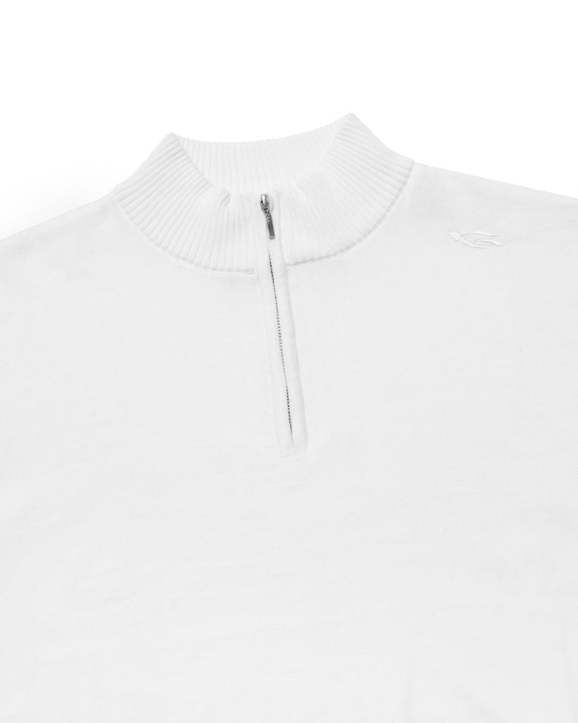 HALF-ZIP KNIT TEE / WHITE