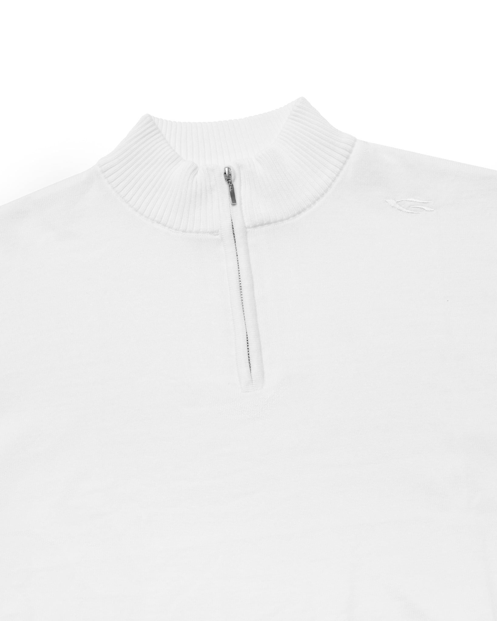HALF-ZIP KNIT TEE / WHITE
