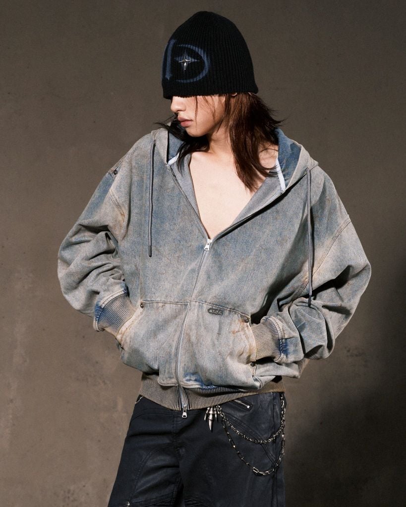 TRASH FULLZIP HOODIE V.2 / LIMESTONE