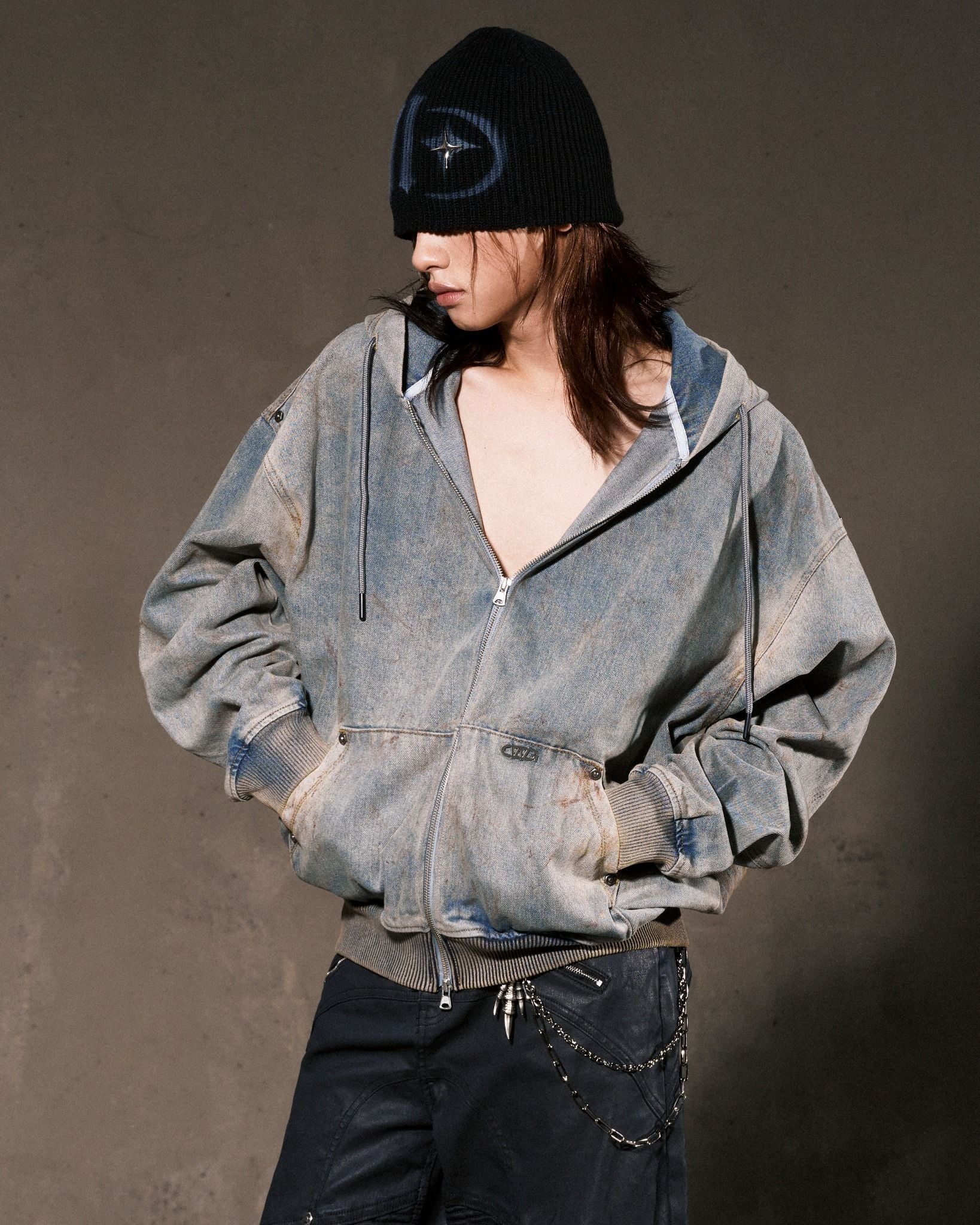 TRASH FULLZIP HOODIE V.2 / LIMESTONE