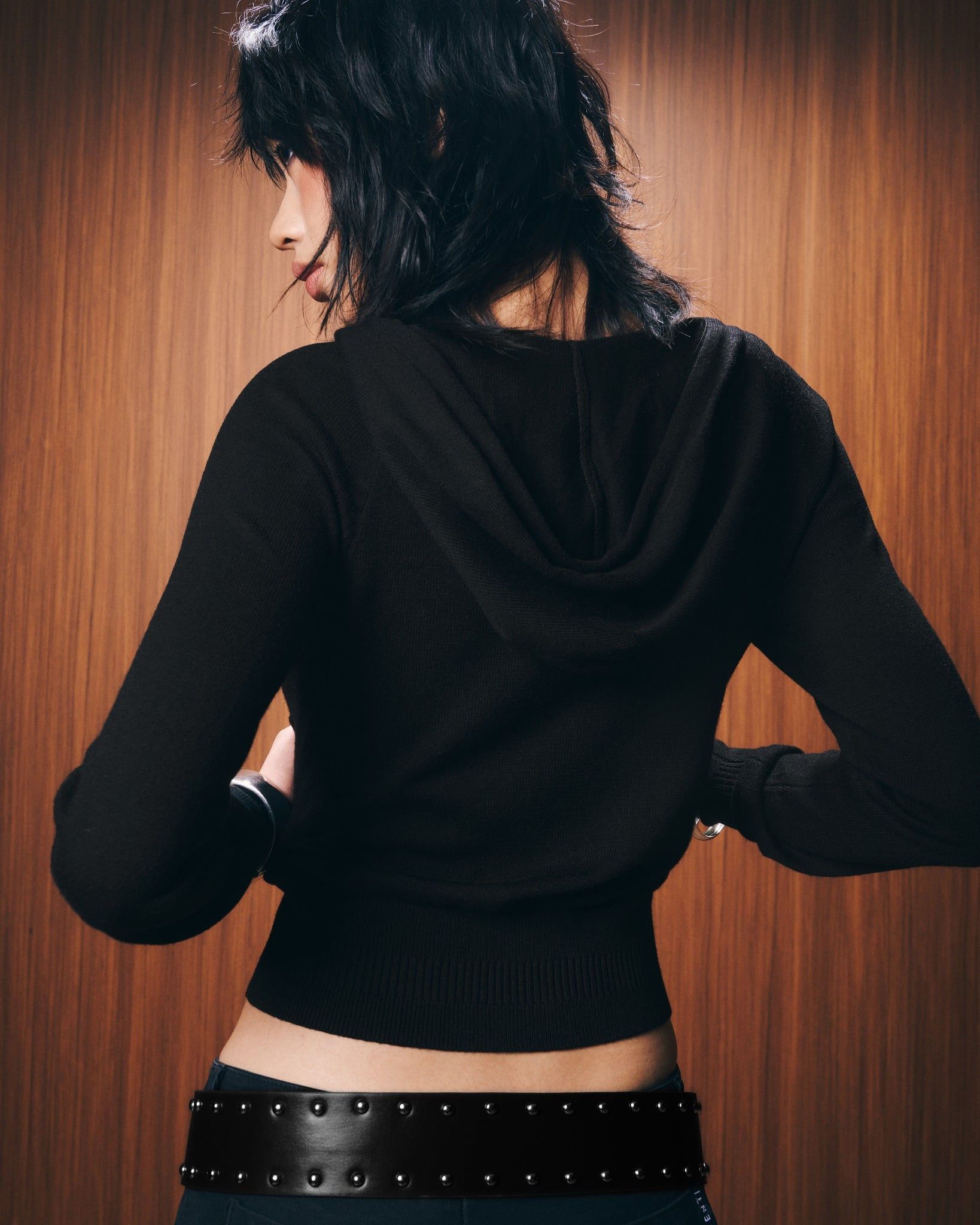 KNIT FULLZIP HOODIE / BLACK