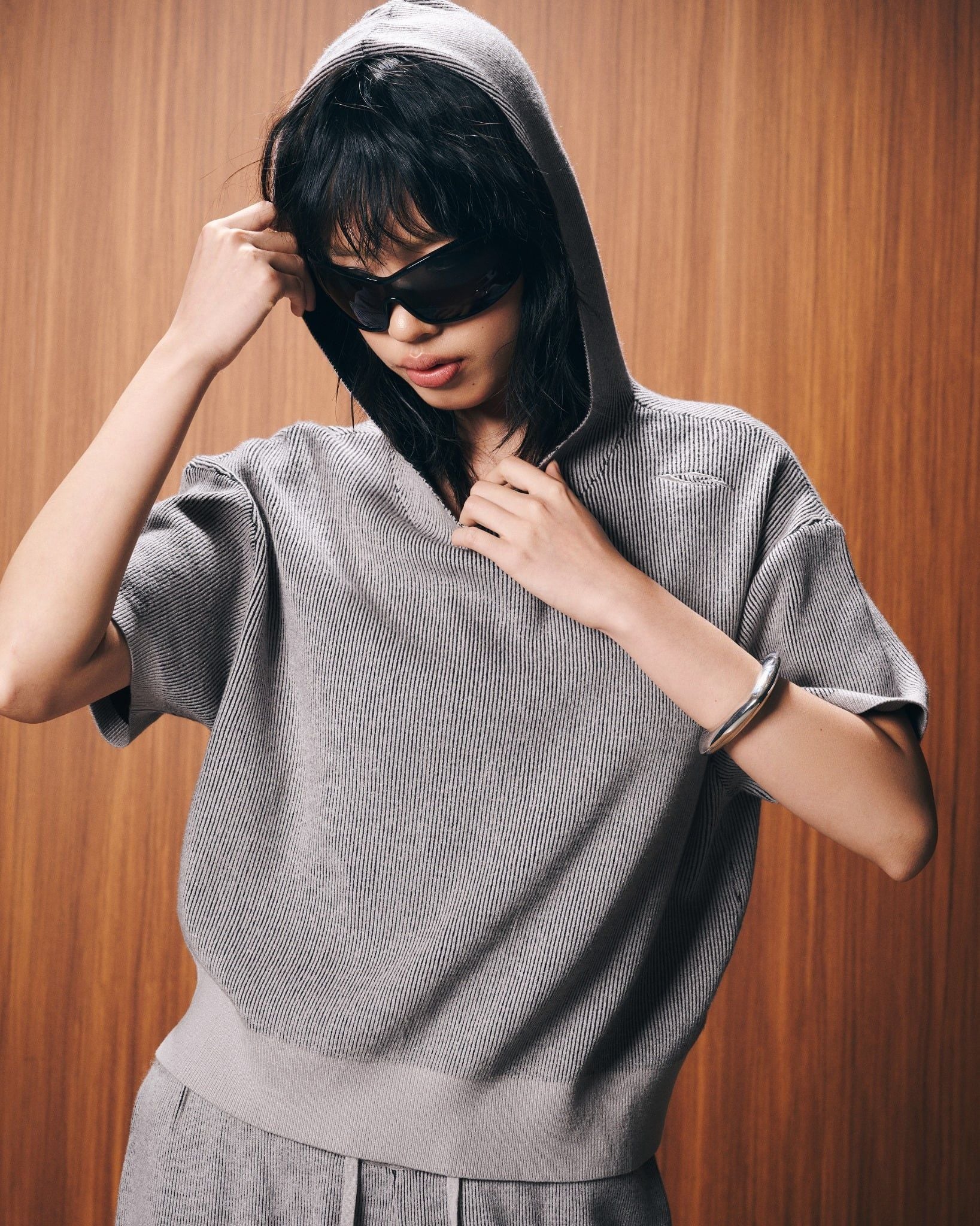 HOODED KNIT TEE / FOG