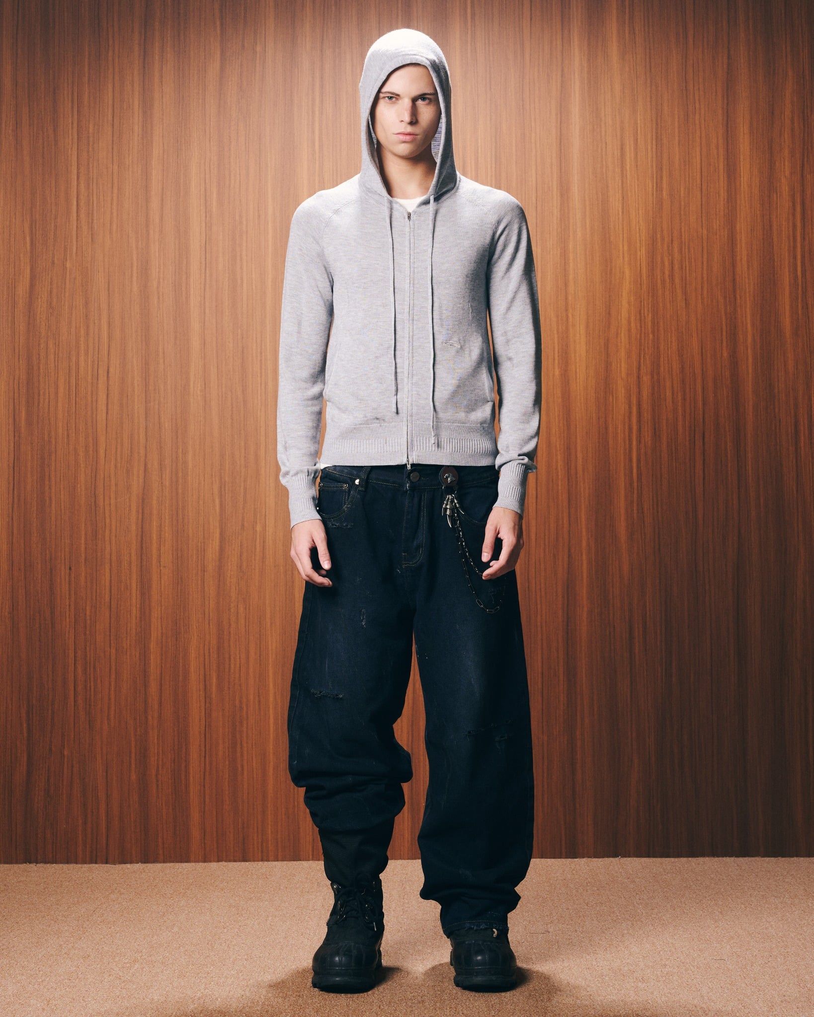 KNIT FULLZIP HOODIE / GREY