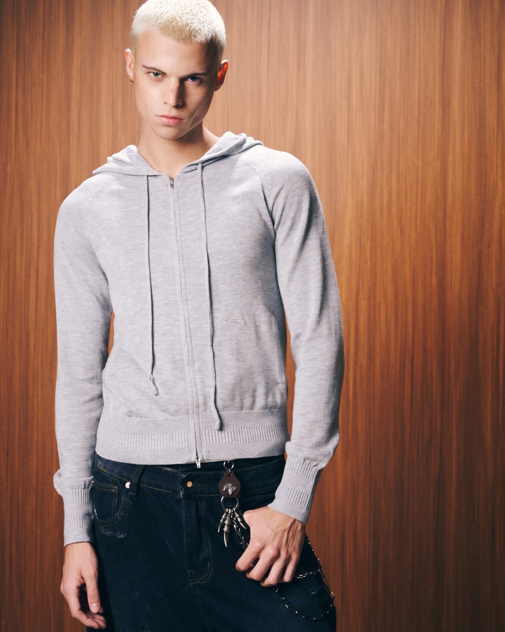 KNIT FULLZIP HOODIE / GREY