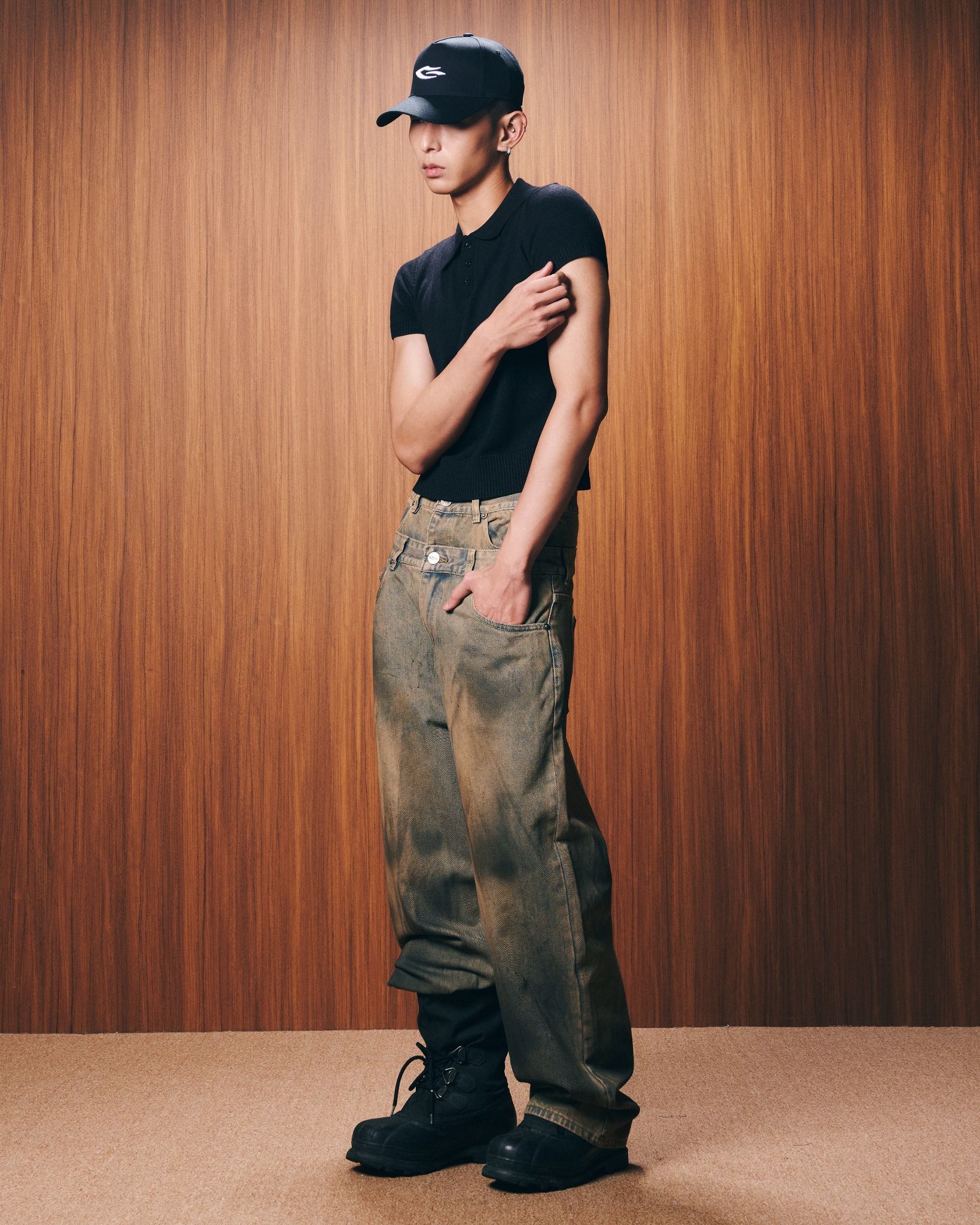 POLO KNIT TEE / BLACK