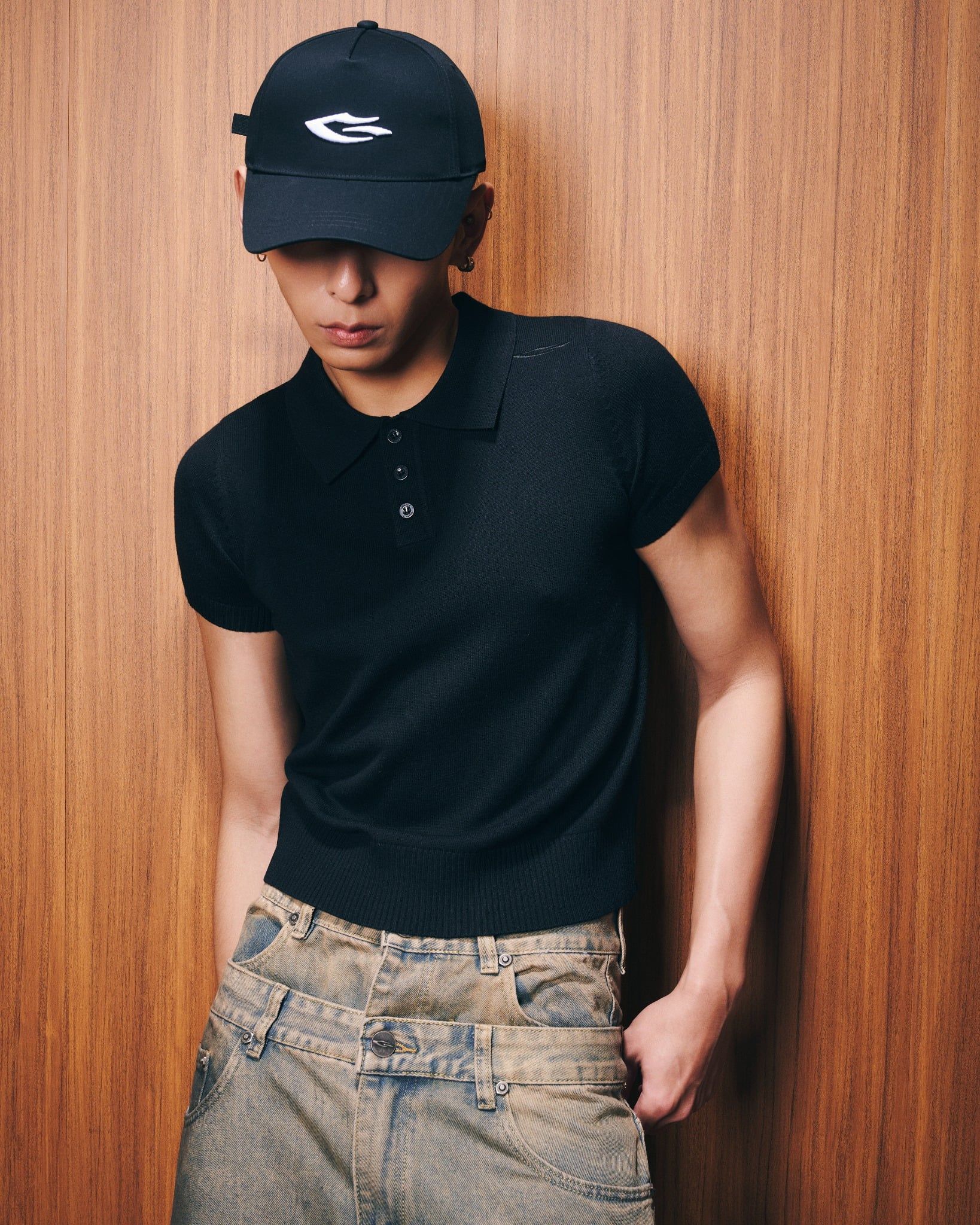 POLO KNIT TEE / BLACK