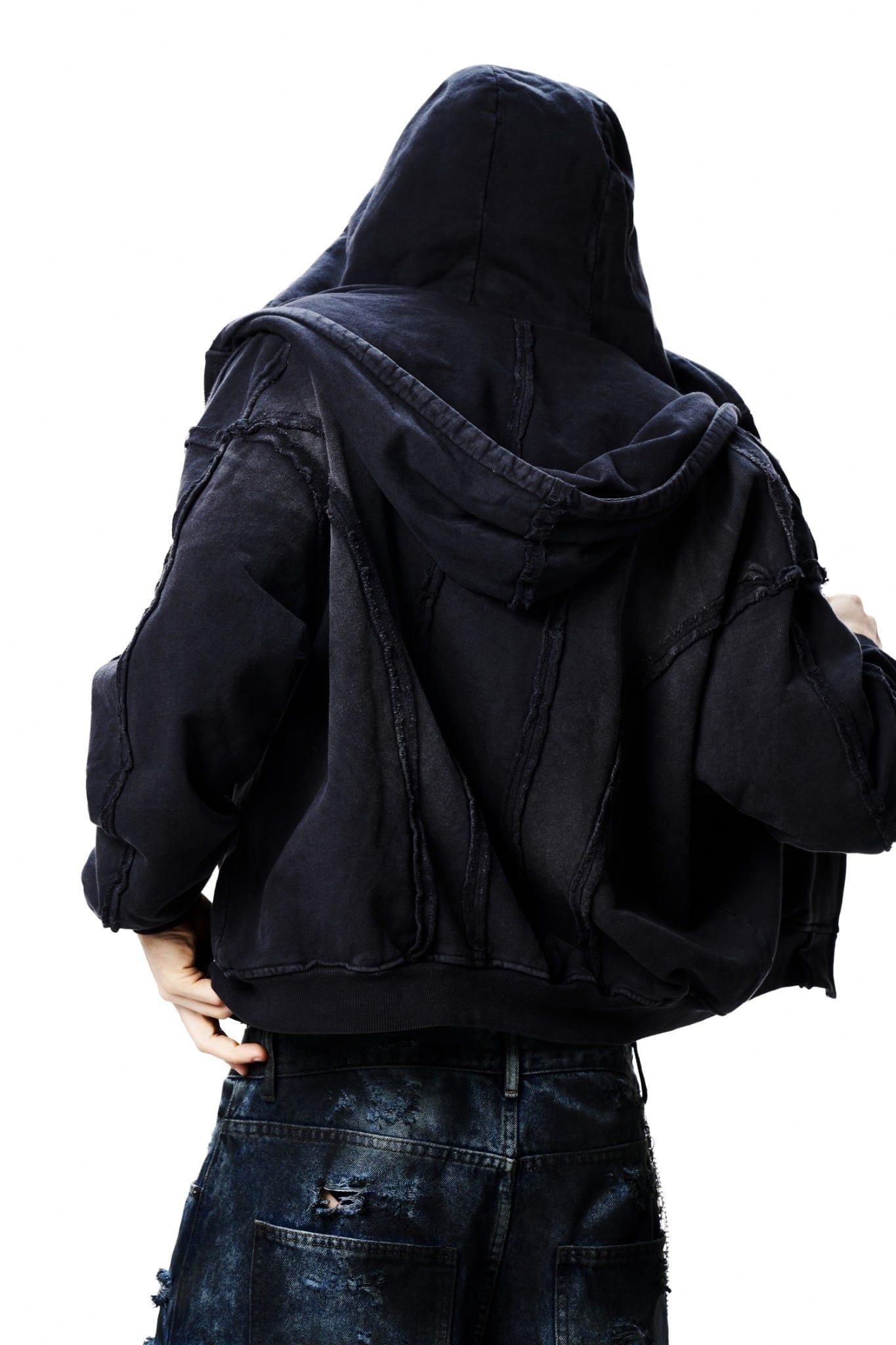 DOUBLE HOOD ZIP HOODIE / CHARCOAL