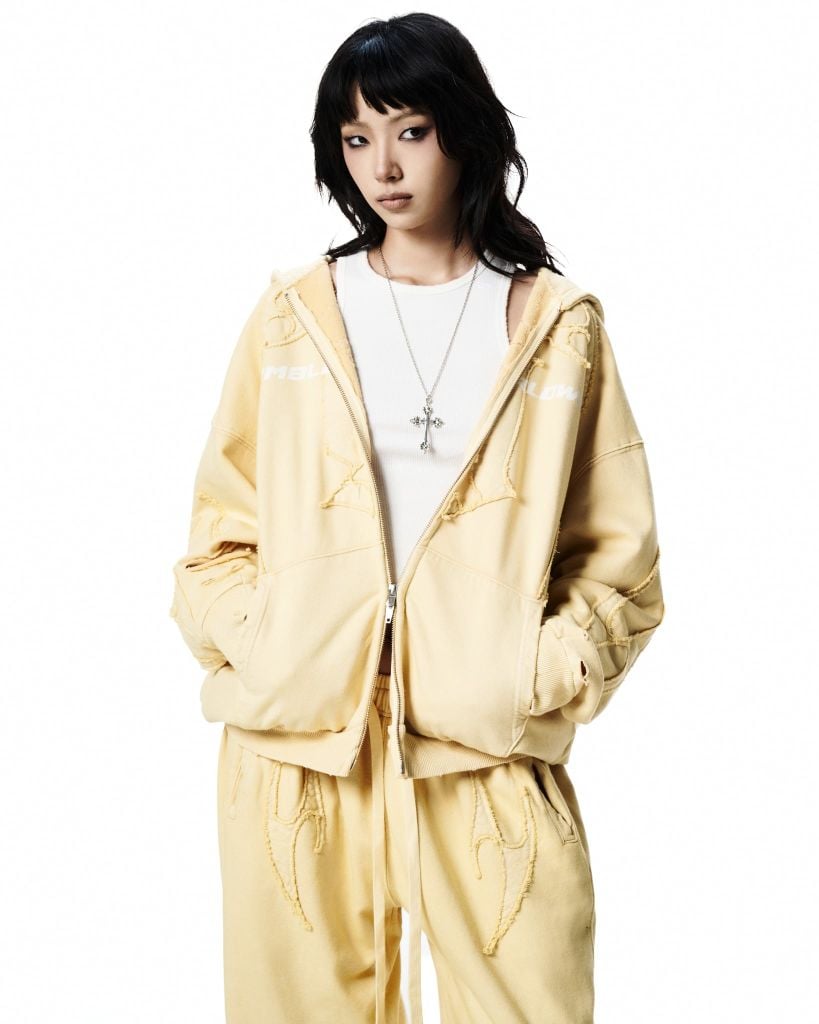 TRIBAL FULLZIP HOODIE / BUTTER