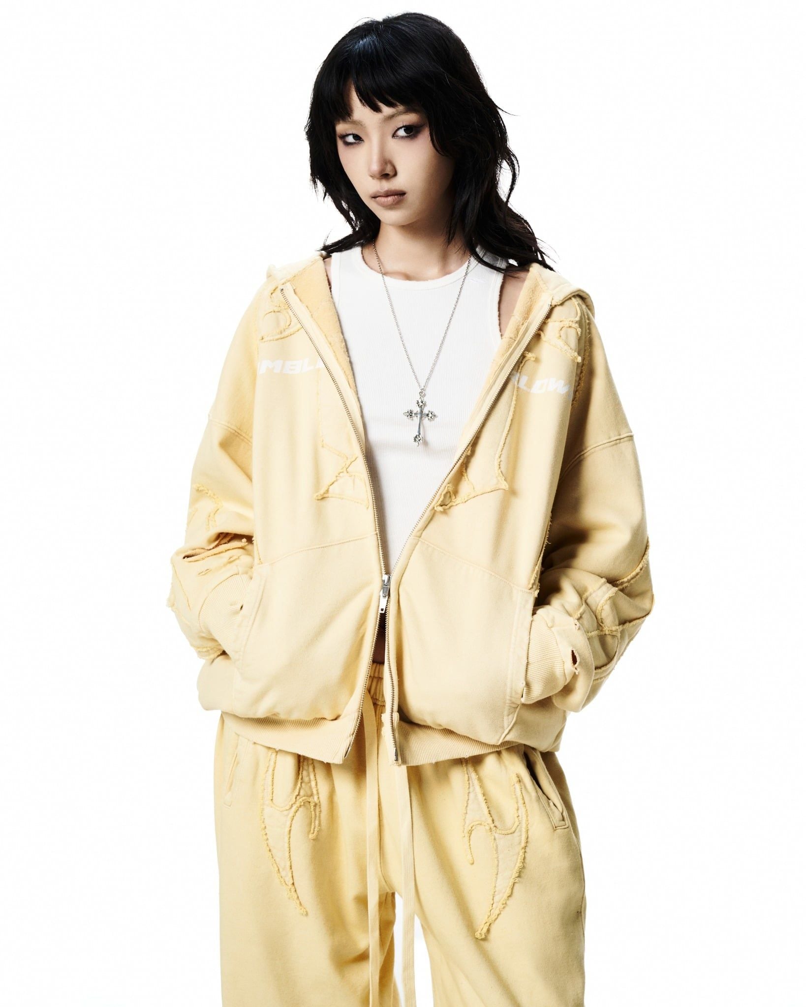 TRIBAL FULLZIP HOODIE / BUTTER