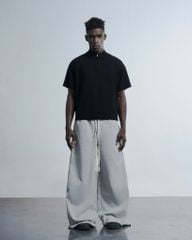 HALF-ZIP KNIT TEE / BLACK