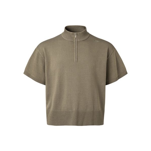 HALF-ZIP KNIT TEE / MUD