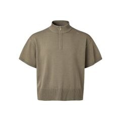 HALF-ZIP KNIT TEE / MUD