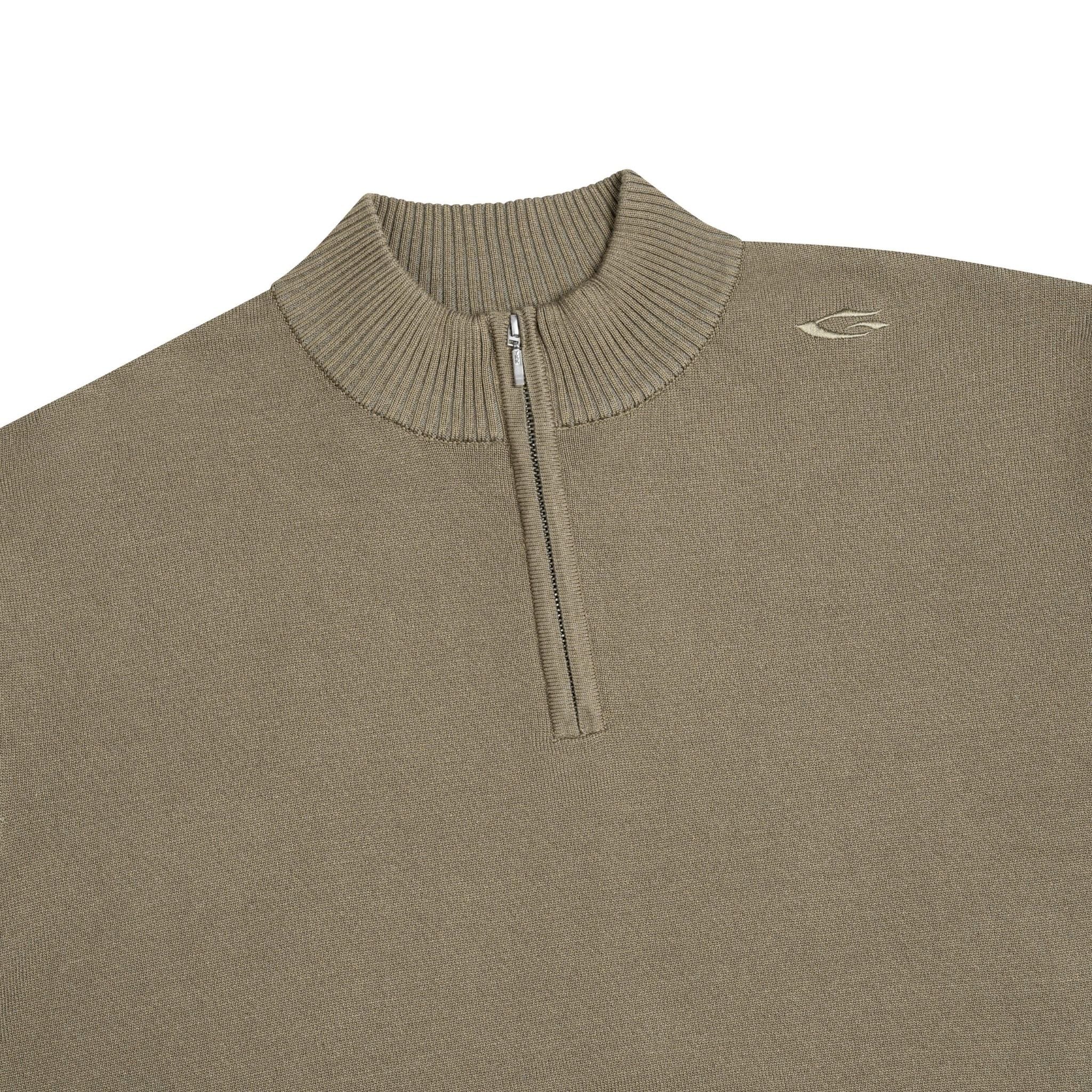 HALF-ZIP KNIT TEE / MUD