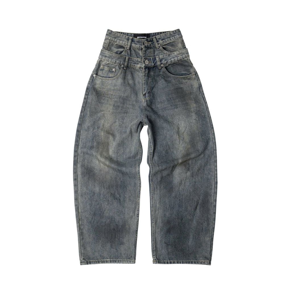 DOUBLE-WAISTED BAGGY JEANS / BLUEROCK