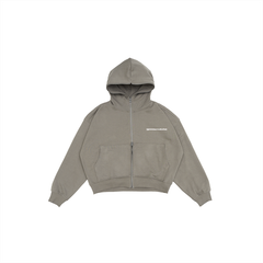 LOGO BOXY FULLZIP HOODIE/ STONE