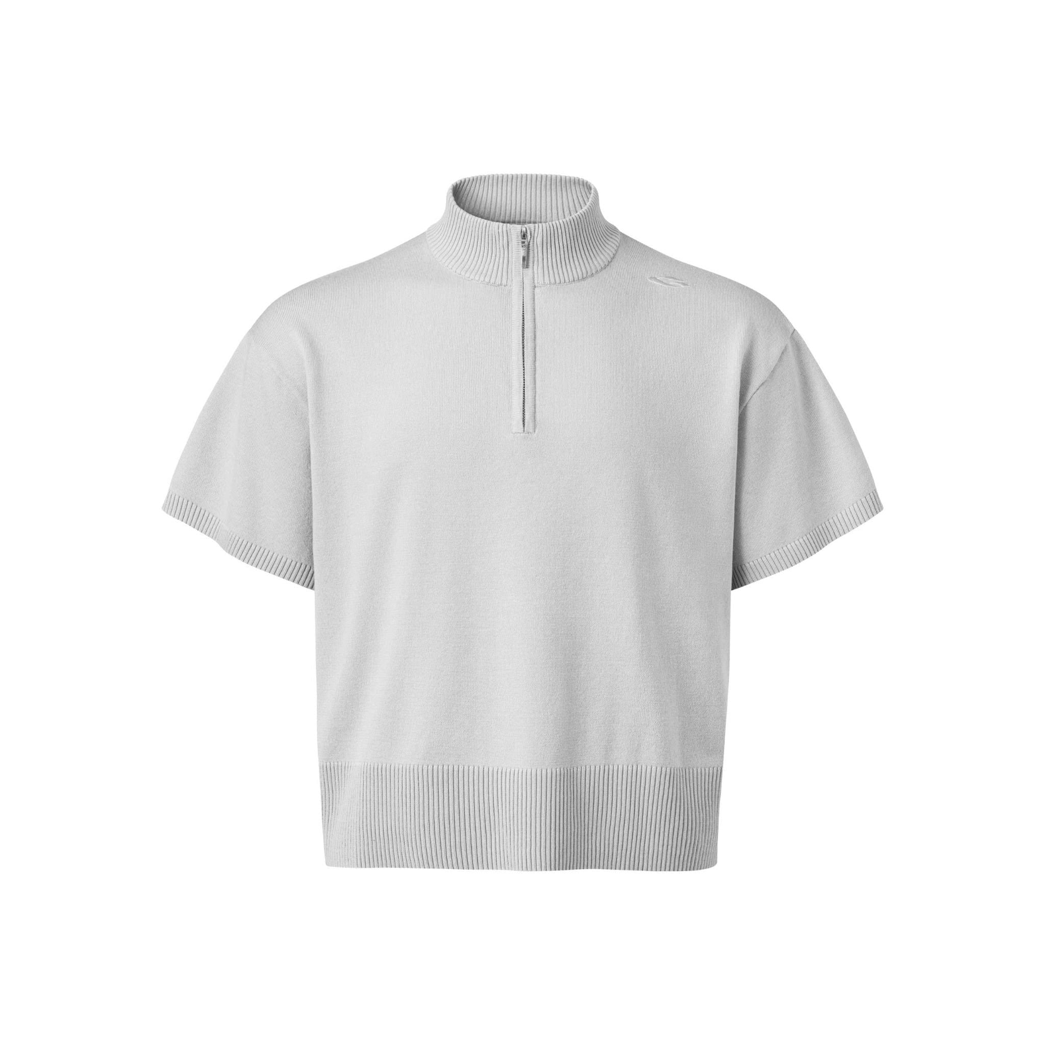 HALF-ZIP KNIT TEE / SMOKE