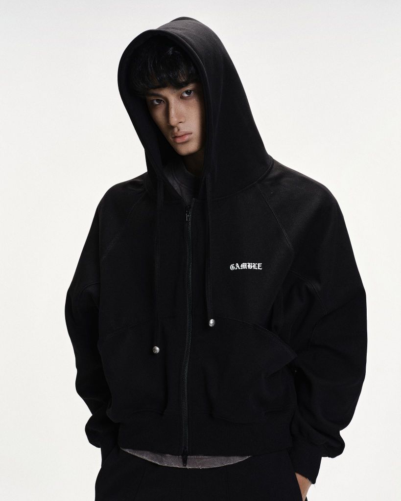 OFFSET FULLZIP HOODIE / BLACK