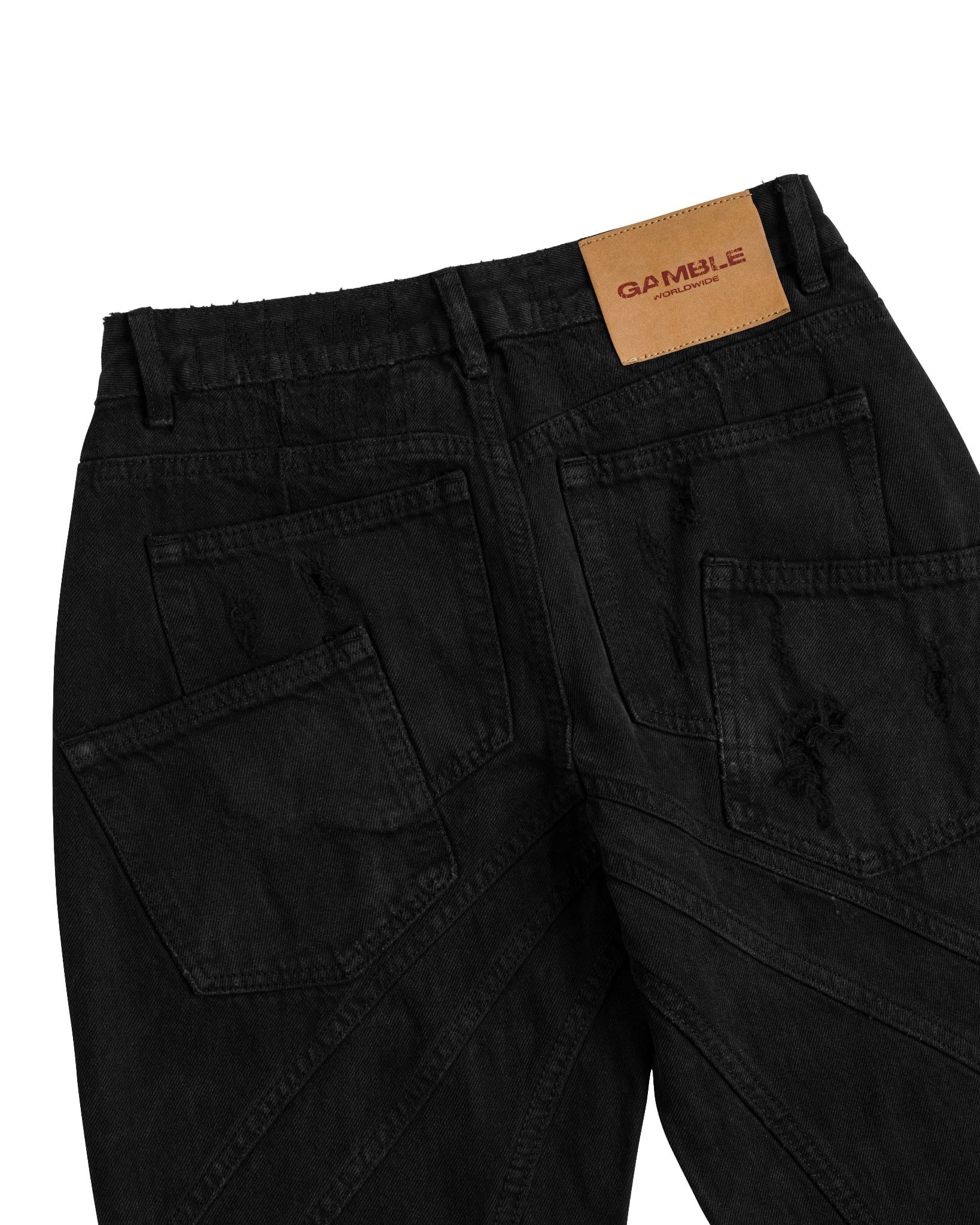 DISTRESSED FLARED JEANS / BLACK