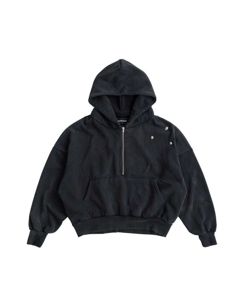 RIVET HALF-ZIP HOODIE / CHARCOAL